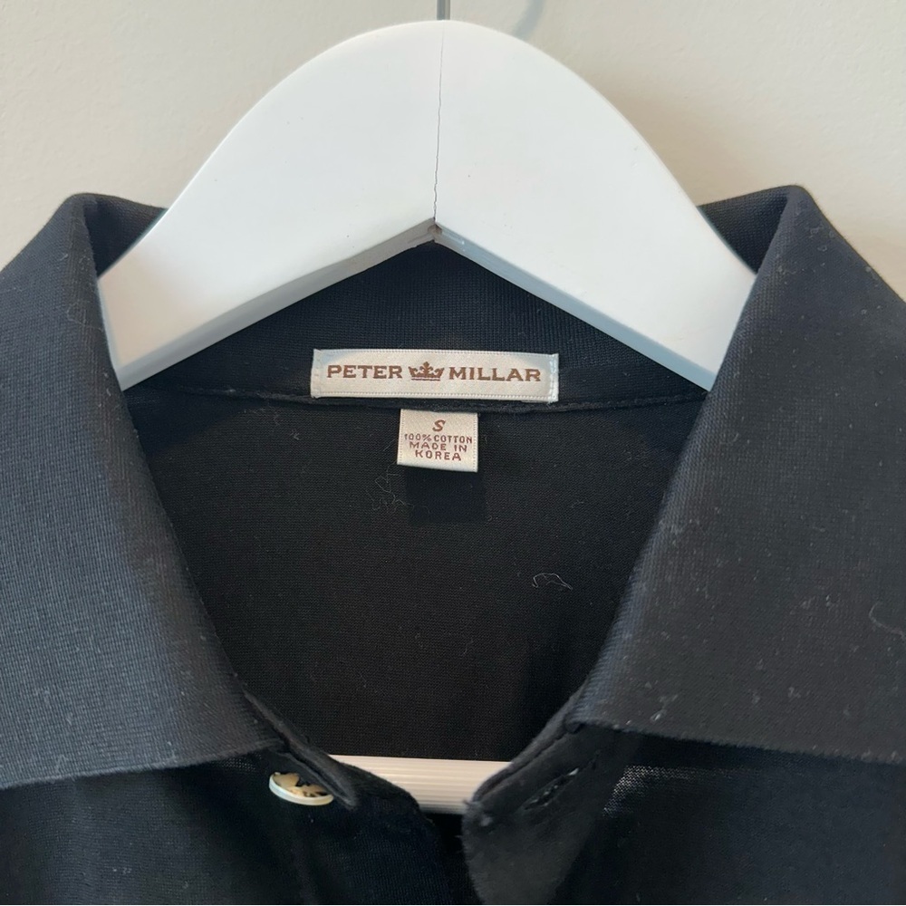 Peter Millar Golf Polo Short Sleeve Black Shirt 100% Cotton Small Country Club - Picture 4 of 8